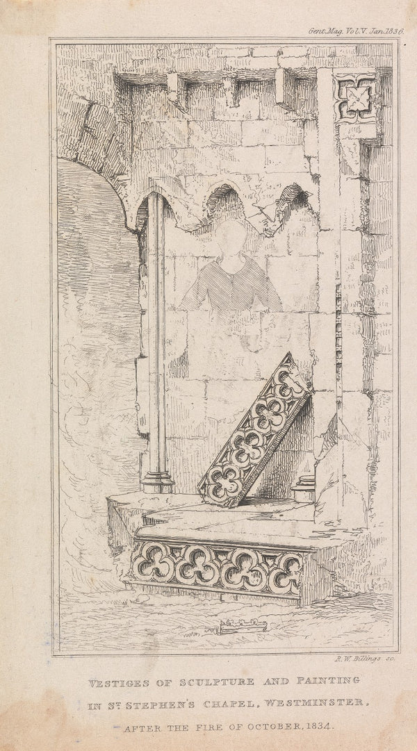 Vestiges of Sculpture and Painting in St Stephens Chapel Westminster 1836
