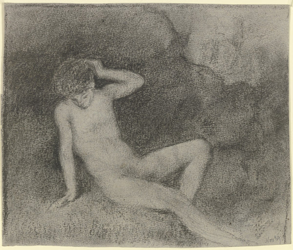 Lagernder nackter Jüngling in einer Landschaft 1889