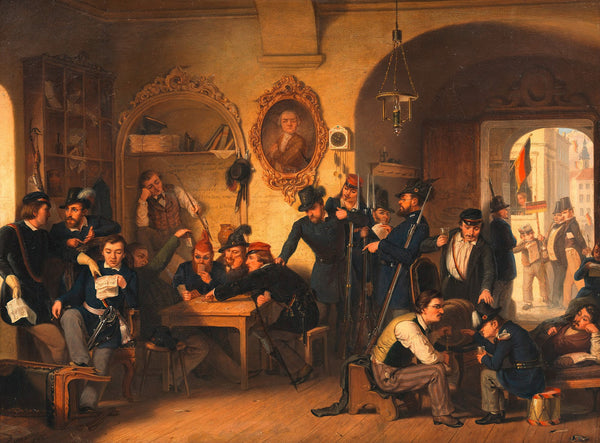 Studentenwachstube der Akademischen Legion in der Aula der alten Universität im