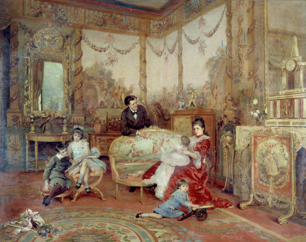 Portrait de Victorien Sardou 1831 1908 de sa femme et de ses enfants dans le gra