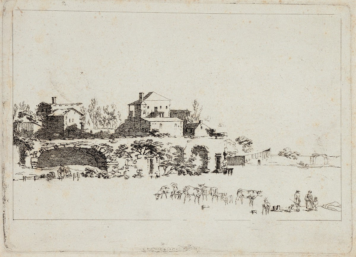 Landschaft mit Hütten