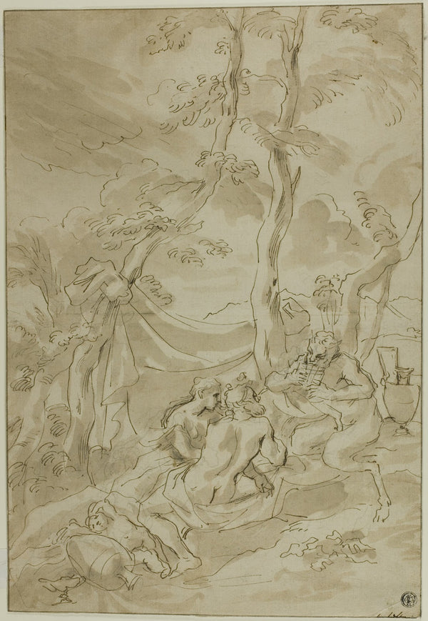 Bacchanale with Satyr Playing Reeds