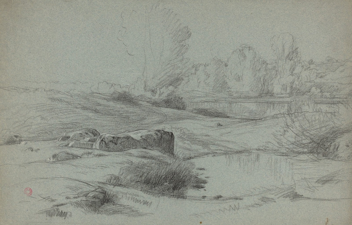 A Rocky Meadow by a River c 1840