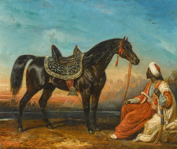 An Arabian Stallion and his Groom Egypt