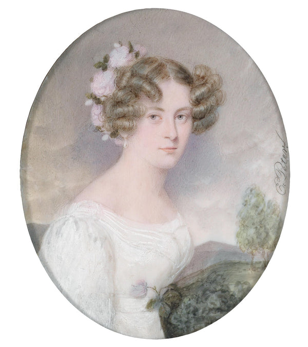 Bildnis einer jungen Frau mit Blumen im Haar
