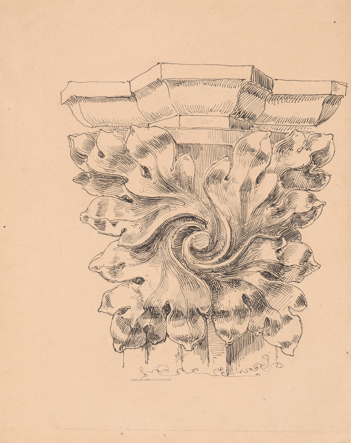 Copy of the shaft capital in the chancel of St Marys Church in Krakow 1889