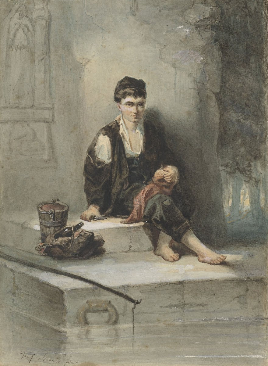 Zittende vissersknaap aan zijn maaltijd 1834   1911