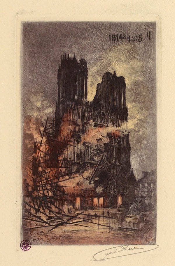 La cathédrale de Reims en feu