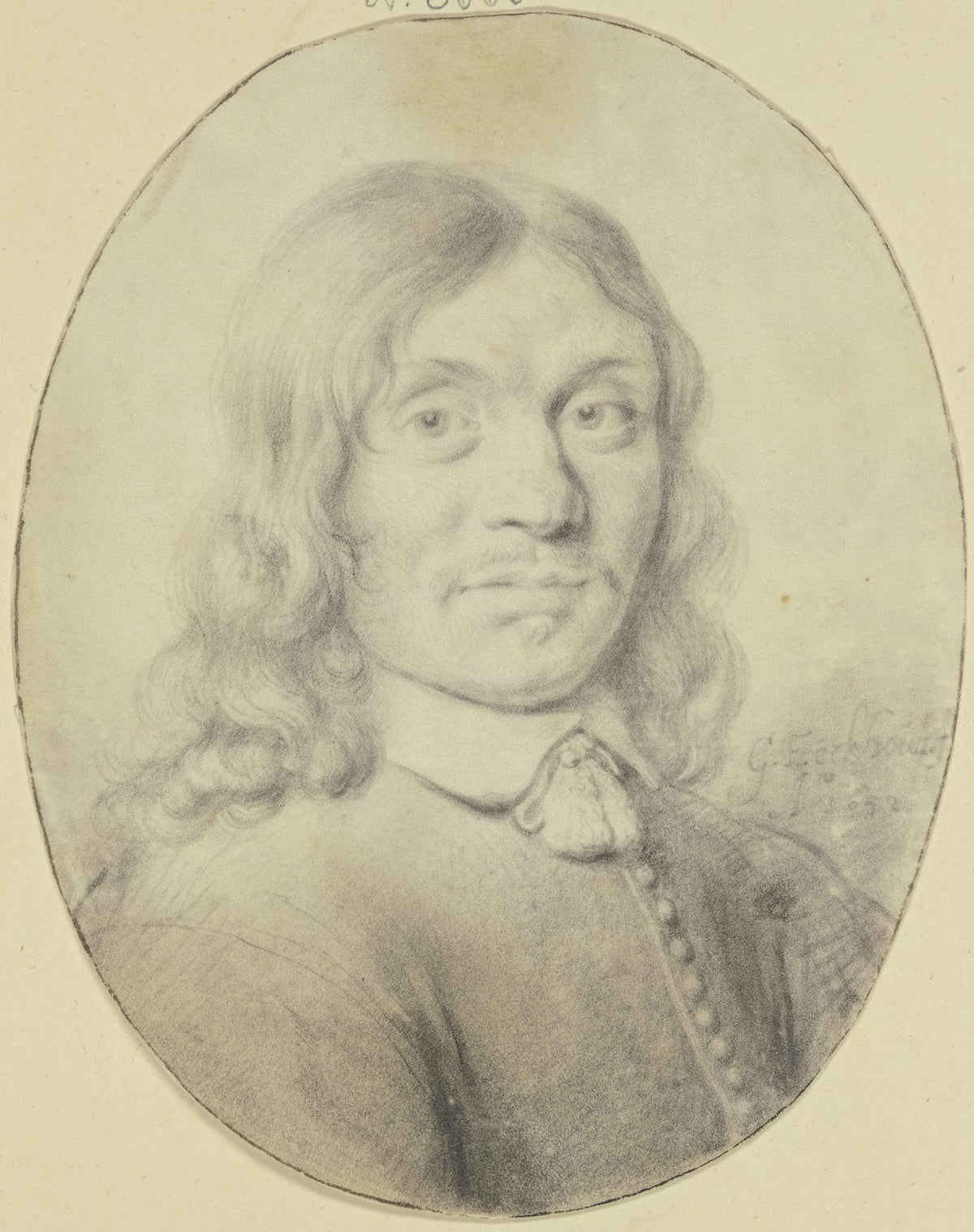 Ein Mann mit langem Haar und schwachem Barte nach rechts gewendet 1652