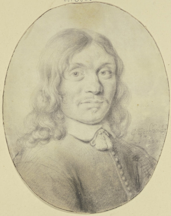 Ein Mann mit langem Haar und schwachem Barte nach rechts gewendet 1652