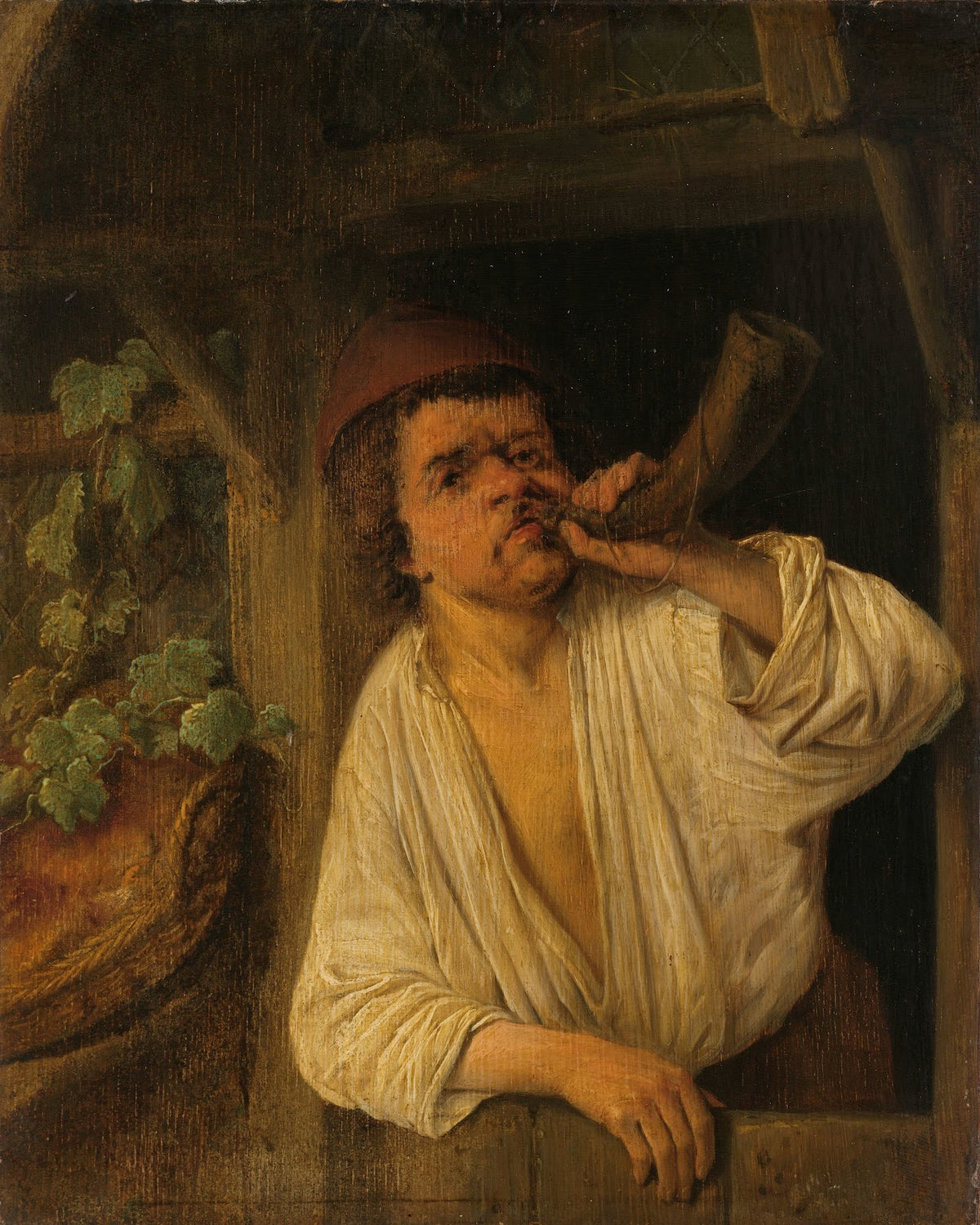 A Baker Sounding his Horn c 1648