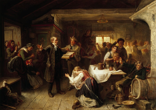 A Revivalist Disturbs the Merrymaking 1866