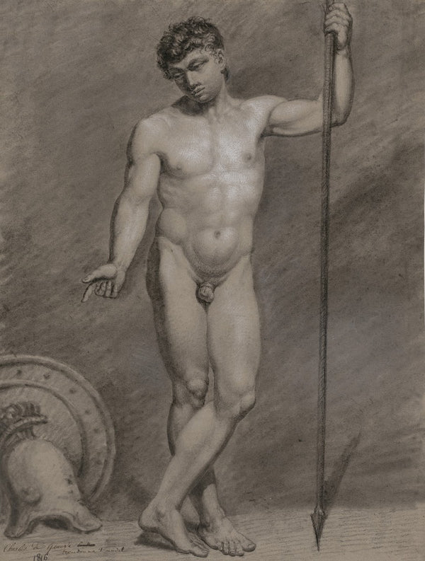 Standing male nude holding a spear 1816