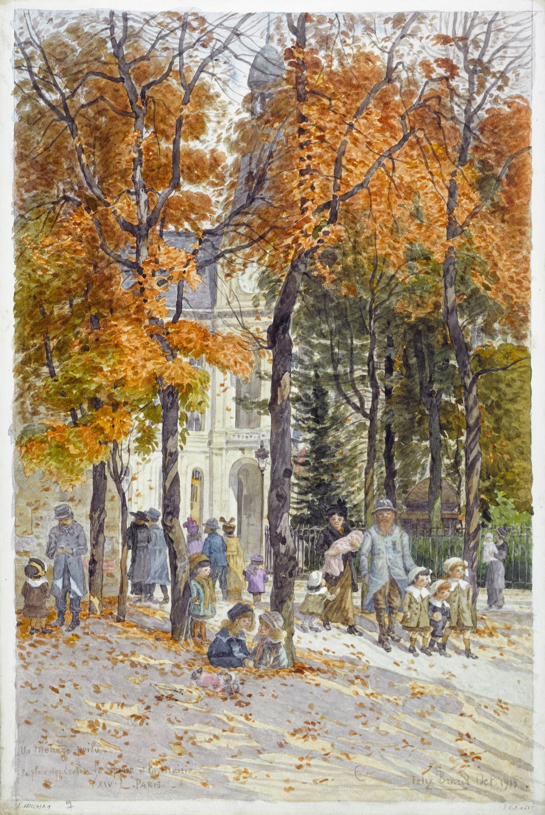 La place des Ecoles et le square de la Mairie du XIVème arrondissement 1915