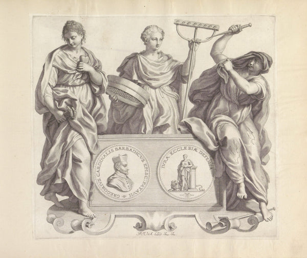 Portret van Gregorio Barbarigo en de personificaties van Kwelling Onderscheid va