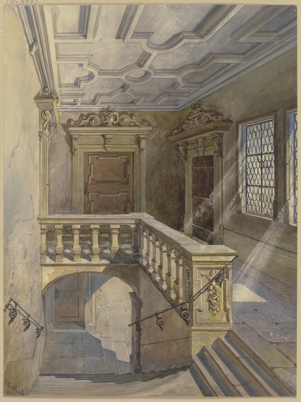 Treppe im Rathaus zu Würzburg 1878