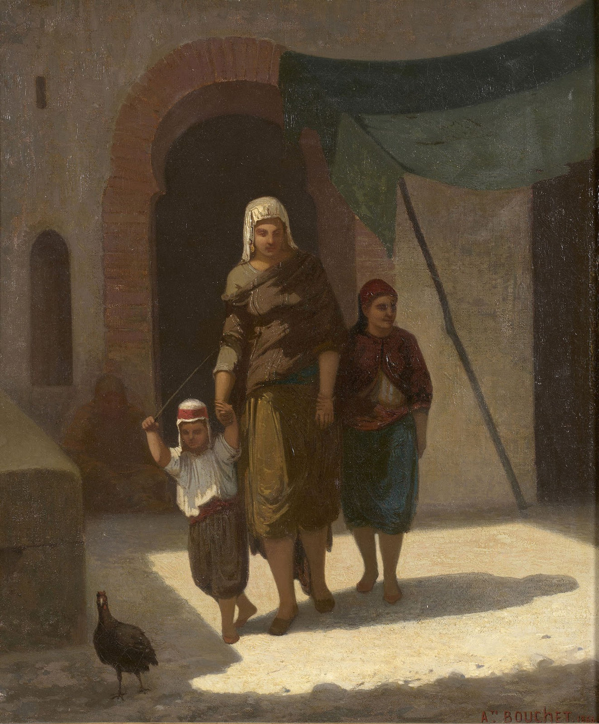 Famille orientale rabattant un volatile 1866