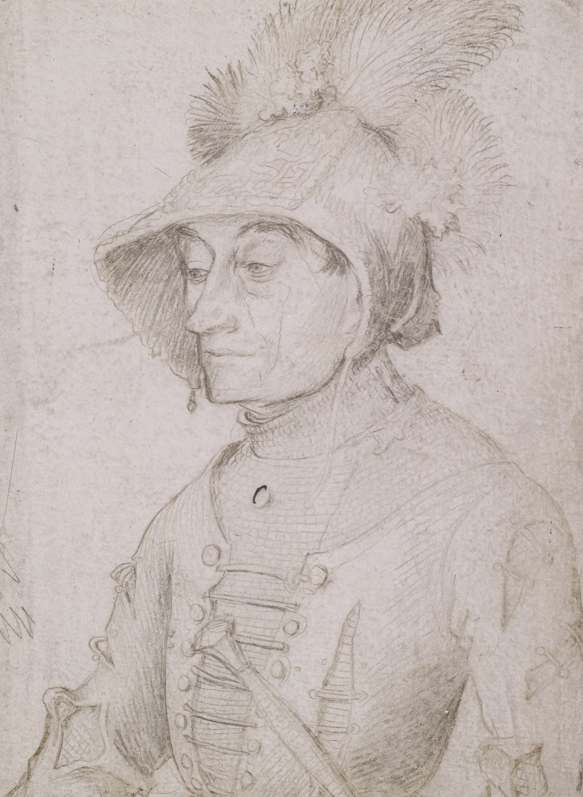 Halbfigurenbild eines Mannes in Reisetracht 1502
