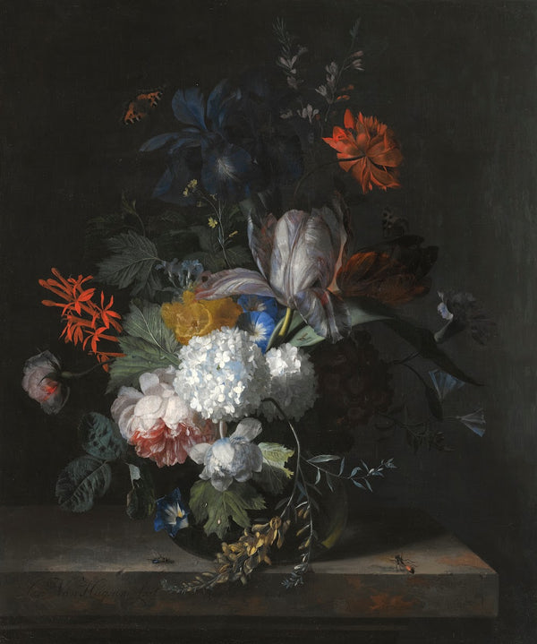 A Still Life With Hydrangea Convolvulus Polyanthus Peonies Auricula Carnation Tu