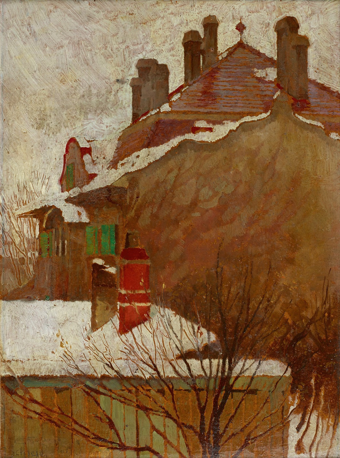 Häuser im Winter Blick aus dem Atelier 1907 1908