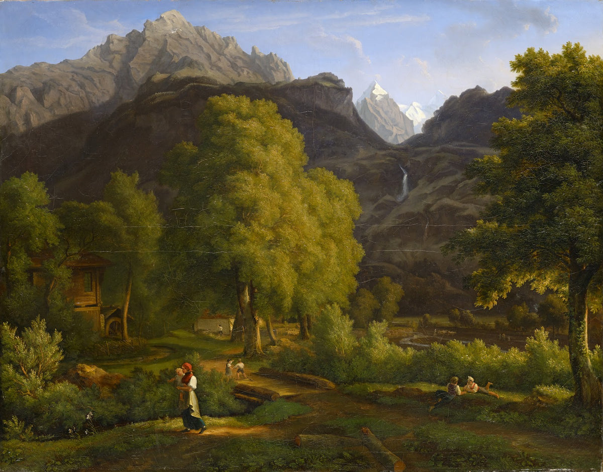 In the village of Meiringen towards the Well  and Wetterhorn