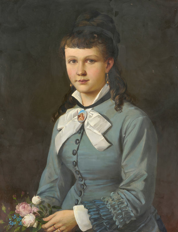 Artists Daughter Wearing a Grey Dress 1860