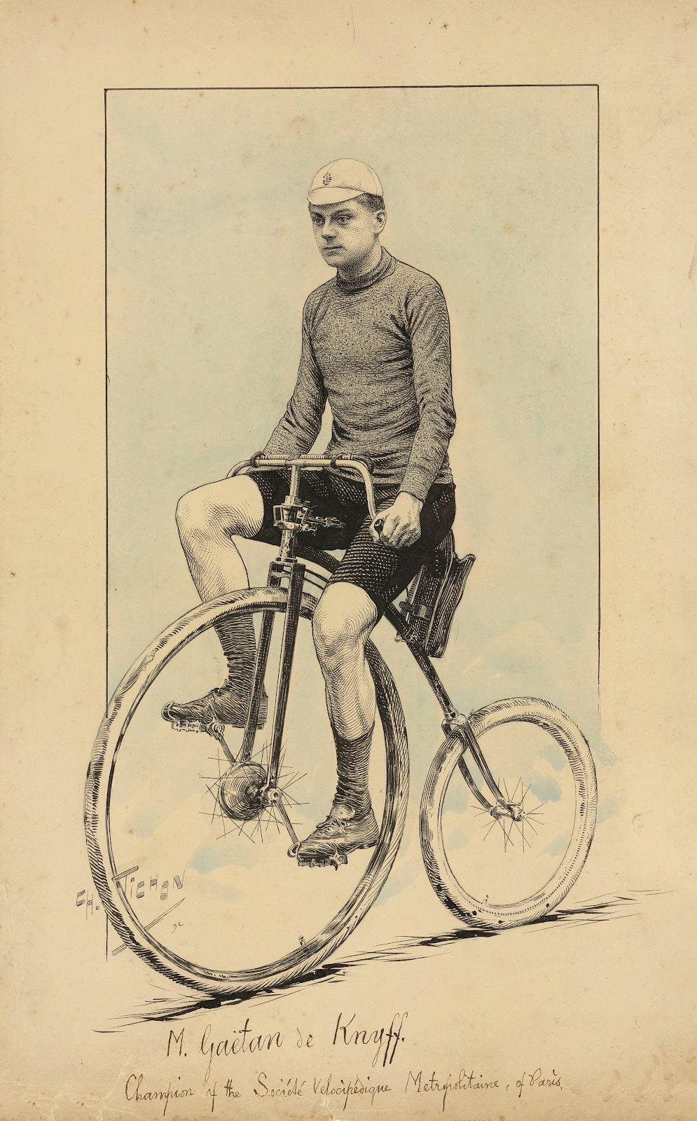 M Gaëtan de Knyff champion of the société vélocipédique métropolitaine of Paris