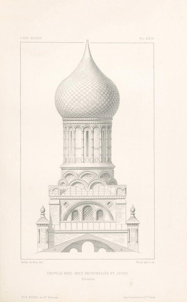 Coupole avec arcs encorbellés et jours  Élévation 1877