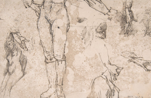 Studies of Female Nude Hands and Male Torso