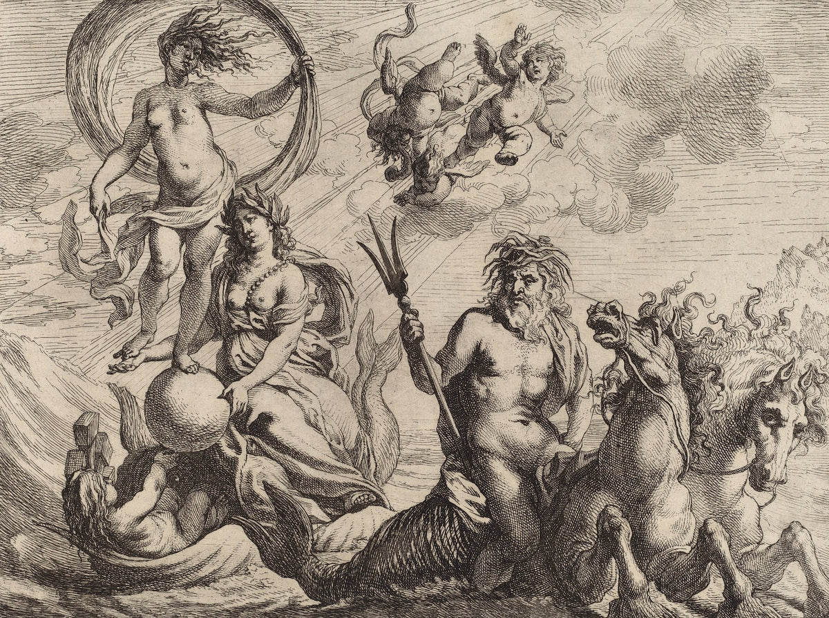 Neptune with Two Horses on the Sea
