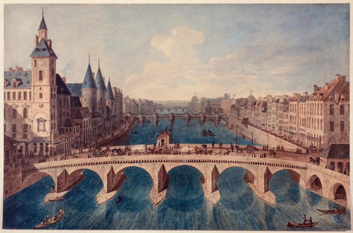 Le Pont au Change le palais conciergerie et la Seine vers laval actuel 1er arron