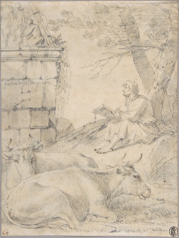 Artist Drawing in an Italianate Landscape 17th century