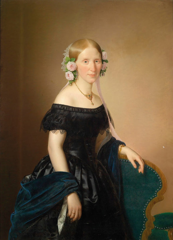 Bildnis einer Dame mit Rosen im Haar 1854