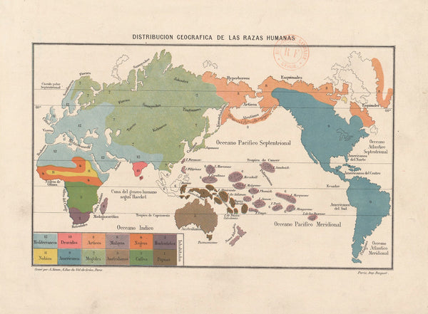 Distribucion geografica de las razas humanas 1880