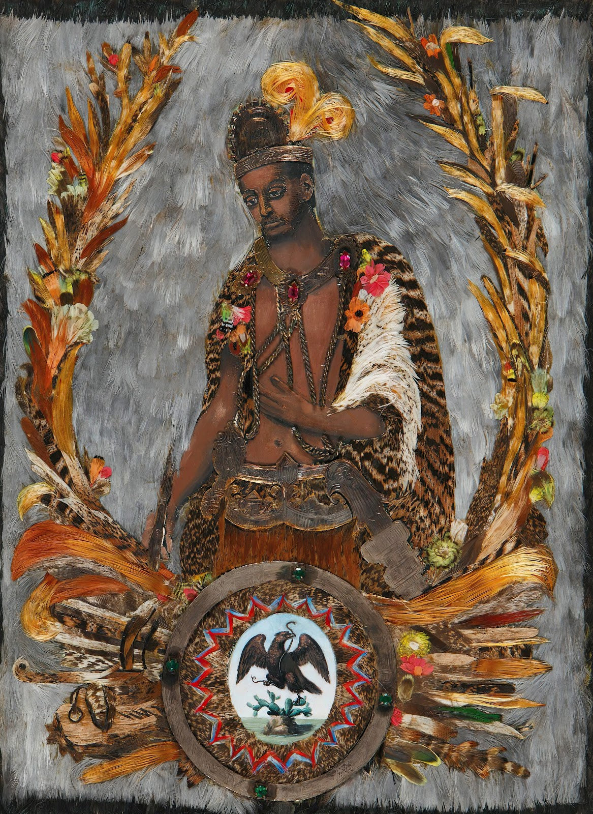 Alegoría De La Patria Con Retrato Del Emperador Moctezuma 19th Century