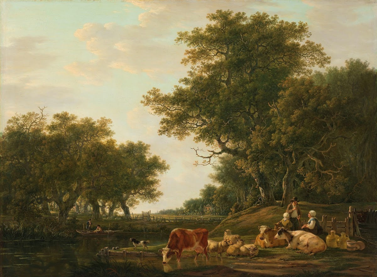 Landscape with Peasants with their Cattle and Anglers on the Water 1800   1810