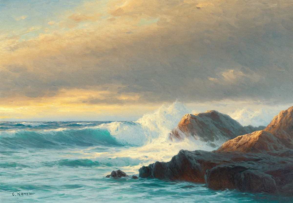 Breakers on the Coast at Sunset
