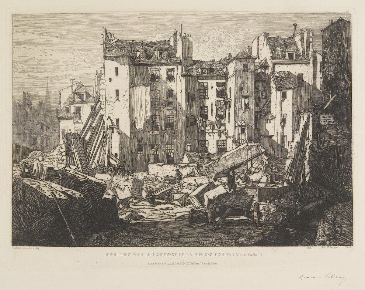Demolition of Paris La Rue des Ecoles 19th century