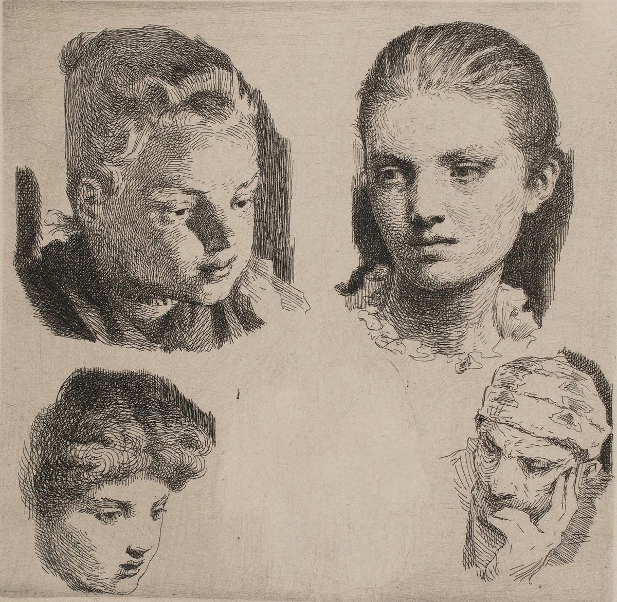Prøveplade Fem hoveder 1898   1899