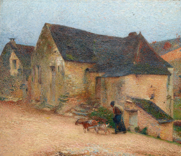 Chevrière devant une vieille maison à Labastide