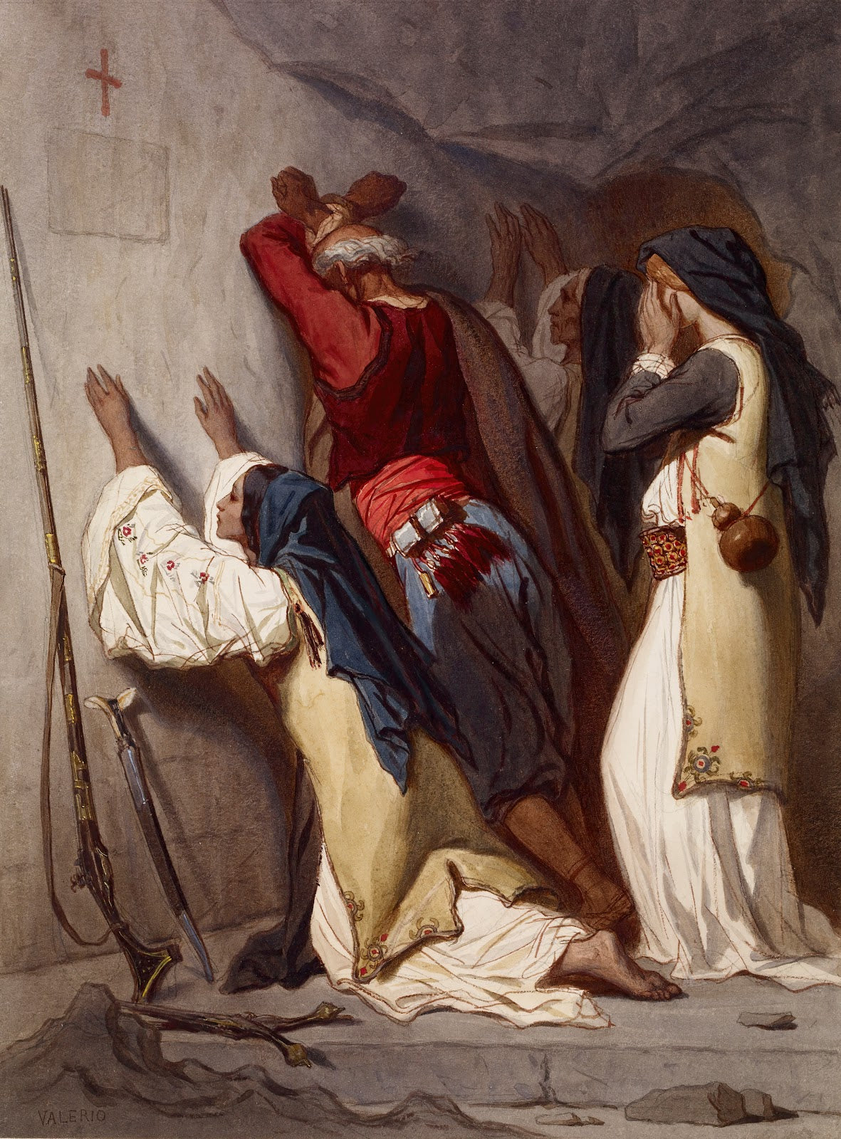 Balkan Peasants Praying in Cave Chapel ca 1867