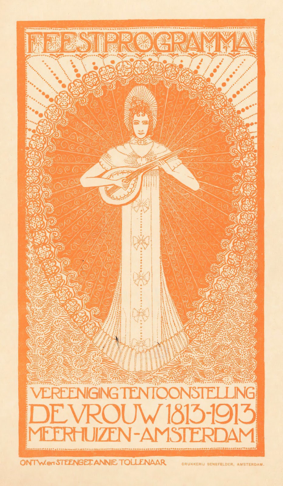 Ontwerp voor een advertentie voor het feestprogramma van de tentoonstelling De V