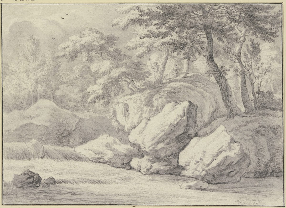Waterfall in the forest ca 1656