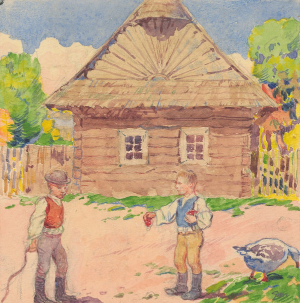 13  Two Men in front of a Log House 1932