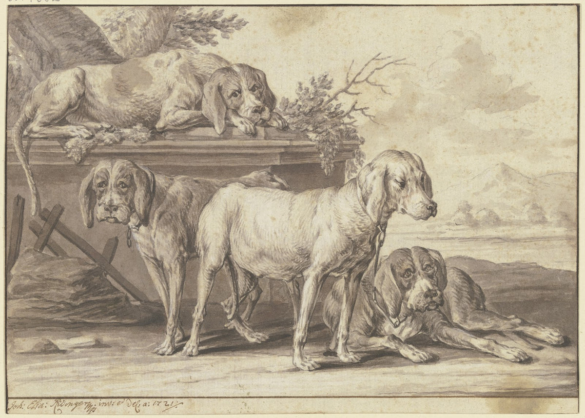 Four hunting dogs 1721