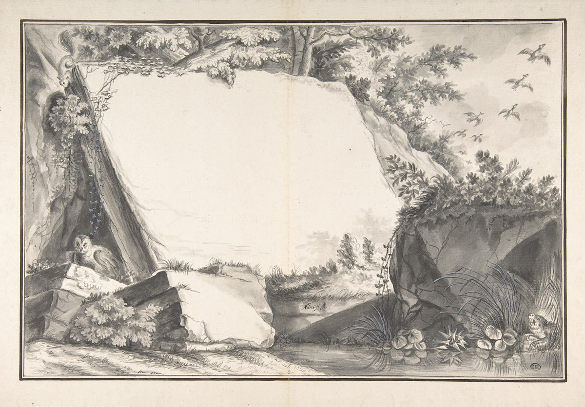Design for a Title Page Rocks and Animals late 18th century