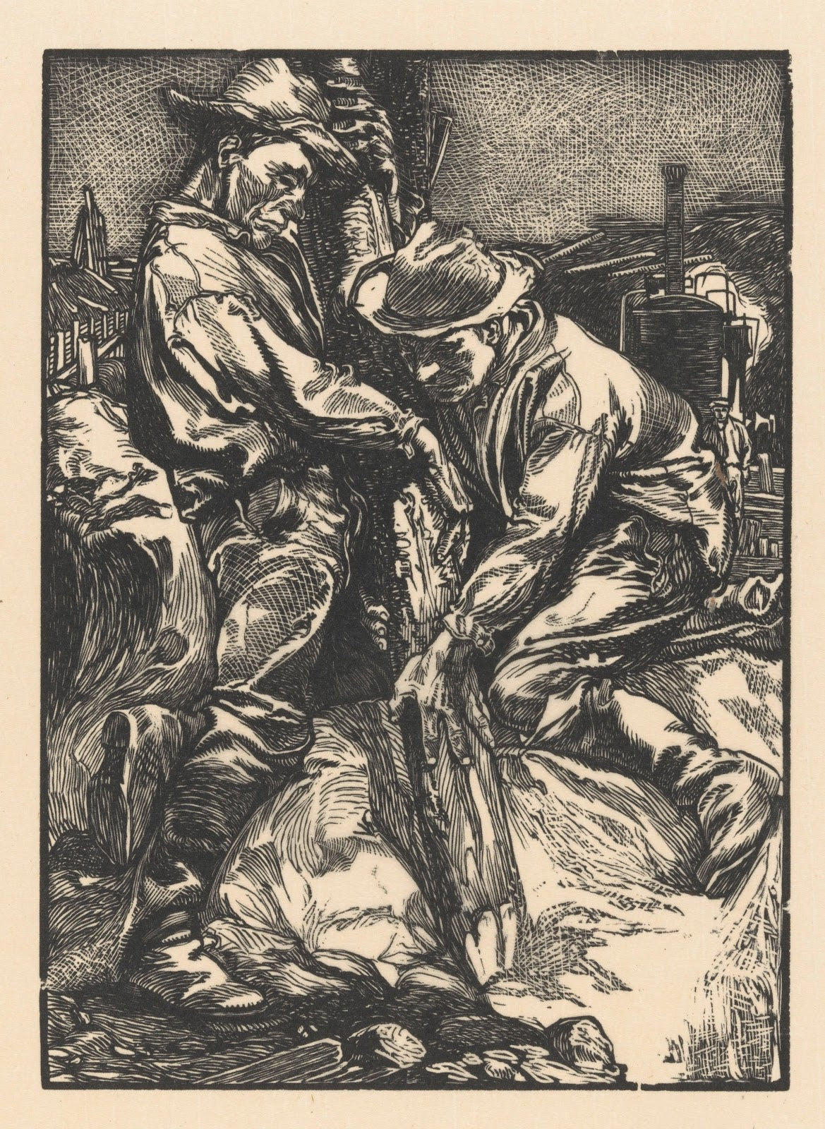Bouwarbeiders bezig met heiwerk 1881 1931