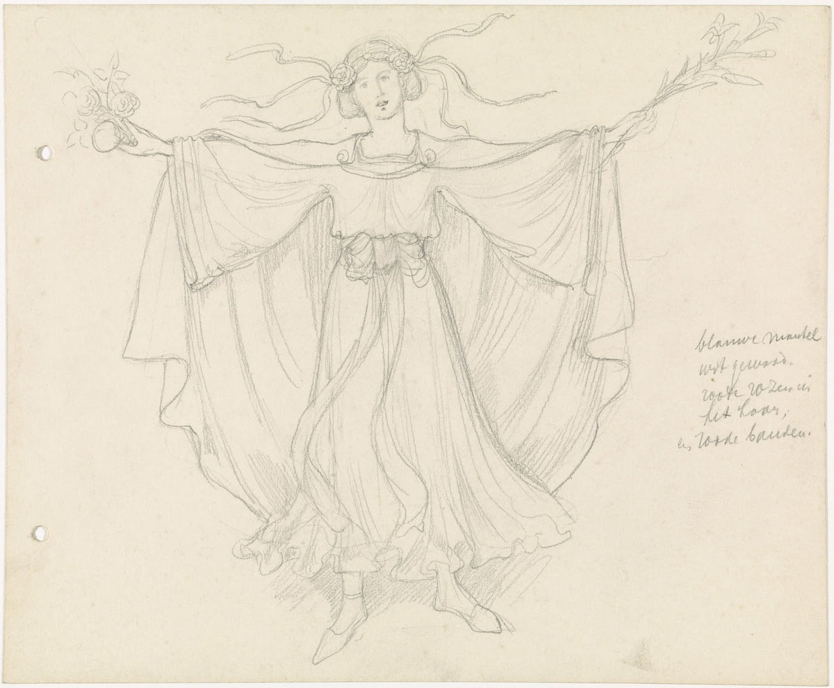 Dansende jonge vrouw met uitgestrekte armen 1869   1925