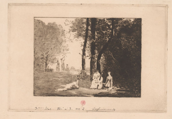 Music making women under a tree 1856 1897