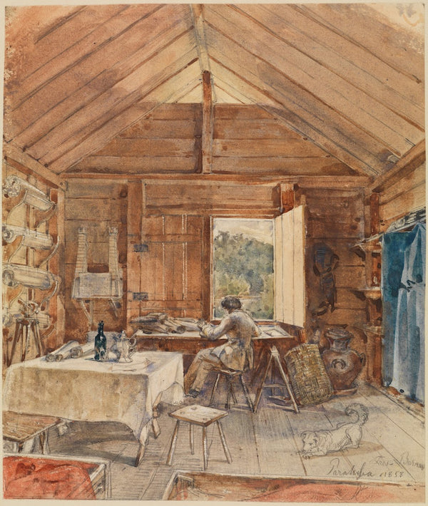 Interior with man at desk 1858